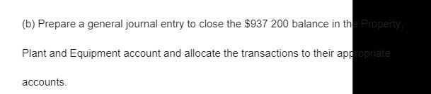 (b) Prepare a general journal entry to close the $937 200
