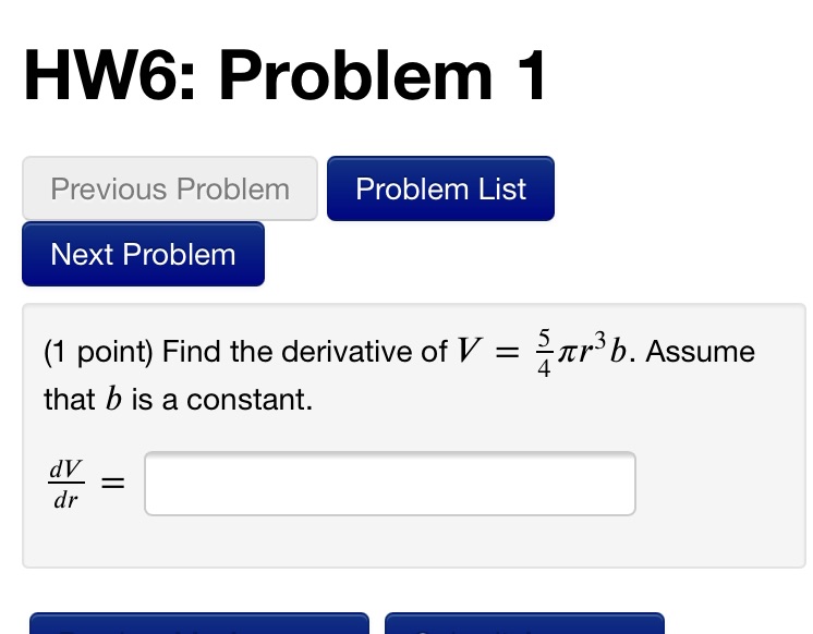  HW6: Problem 1 Previous Problem Problem List Next Problem (1 point)
