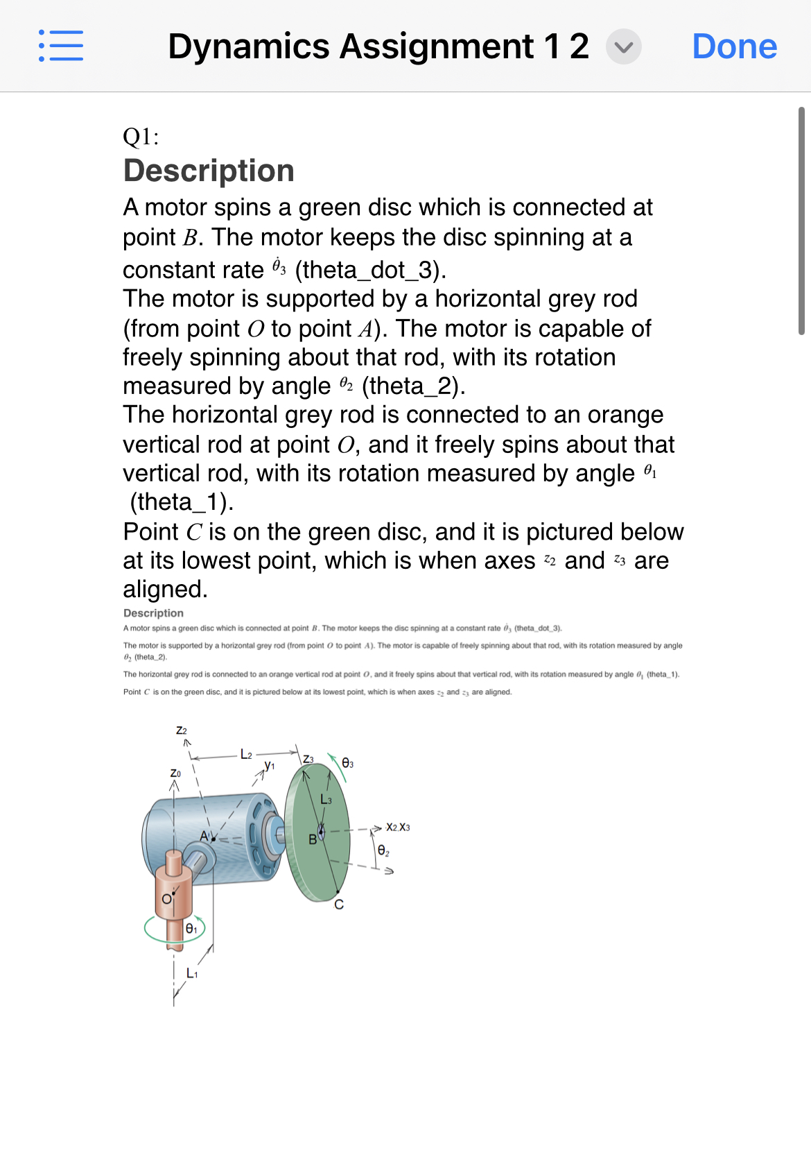 point O to point A). The motor is capable of freely spinning