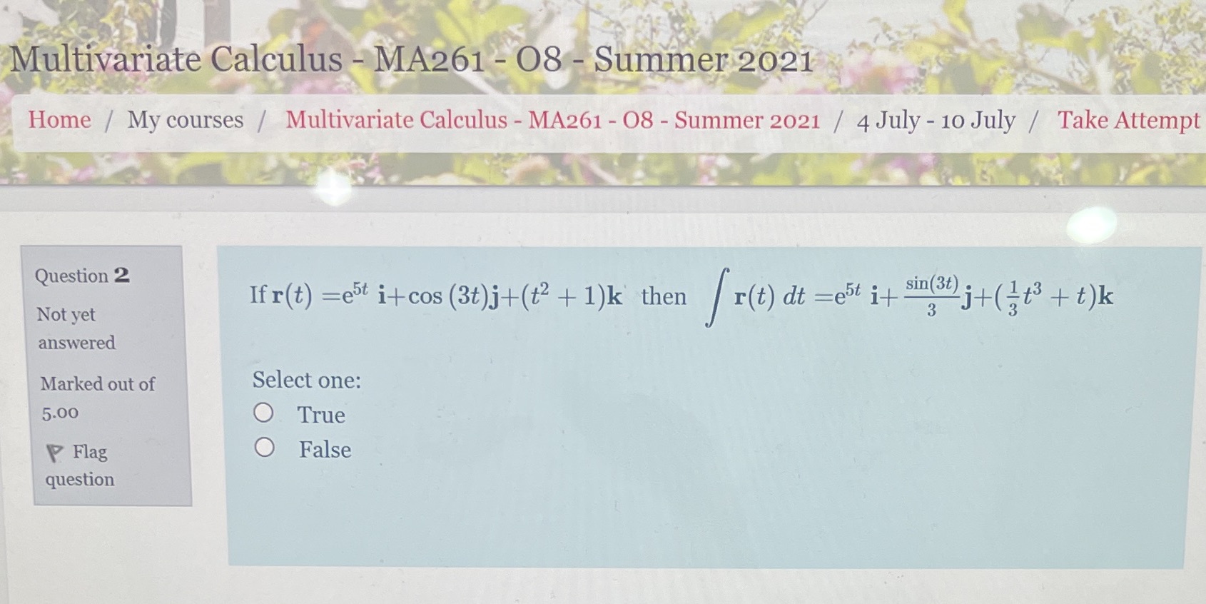  Multivariate Calculus - MA261 - 08 - Summer 2021 Home /
