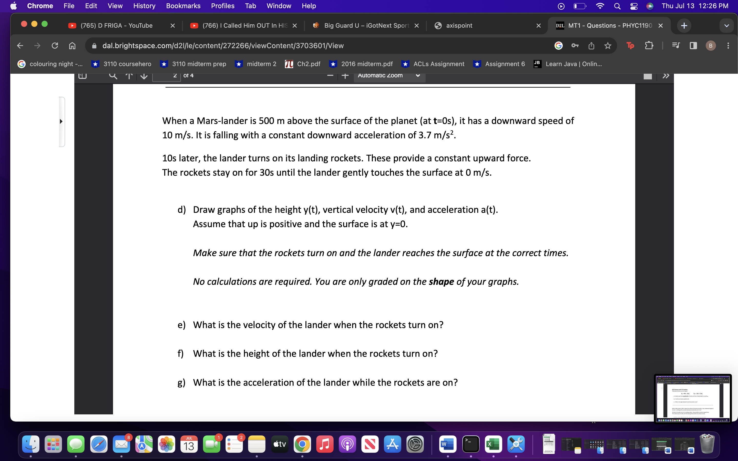 Zoom Q1) Vectors and 1-D motion Two external forces act on an