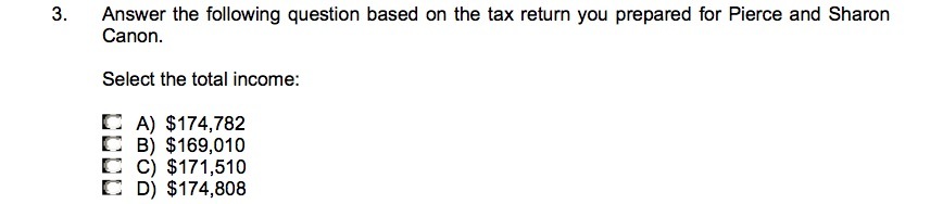  Answer the following question based on the tax return you prepared