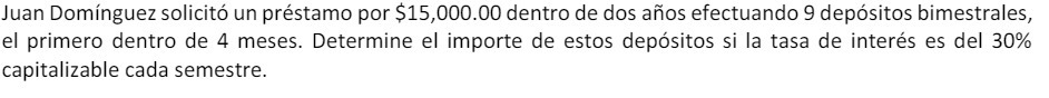 Juan Dominguez solicit6 un prstamo por $15,000.00 dentro de dos arios efectuando