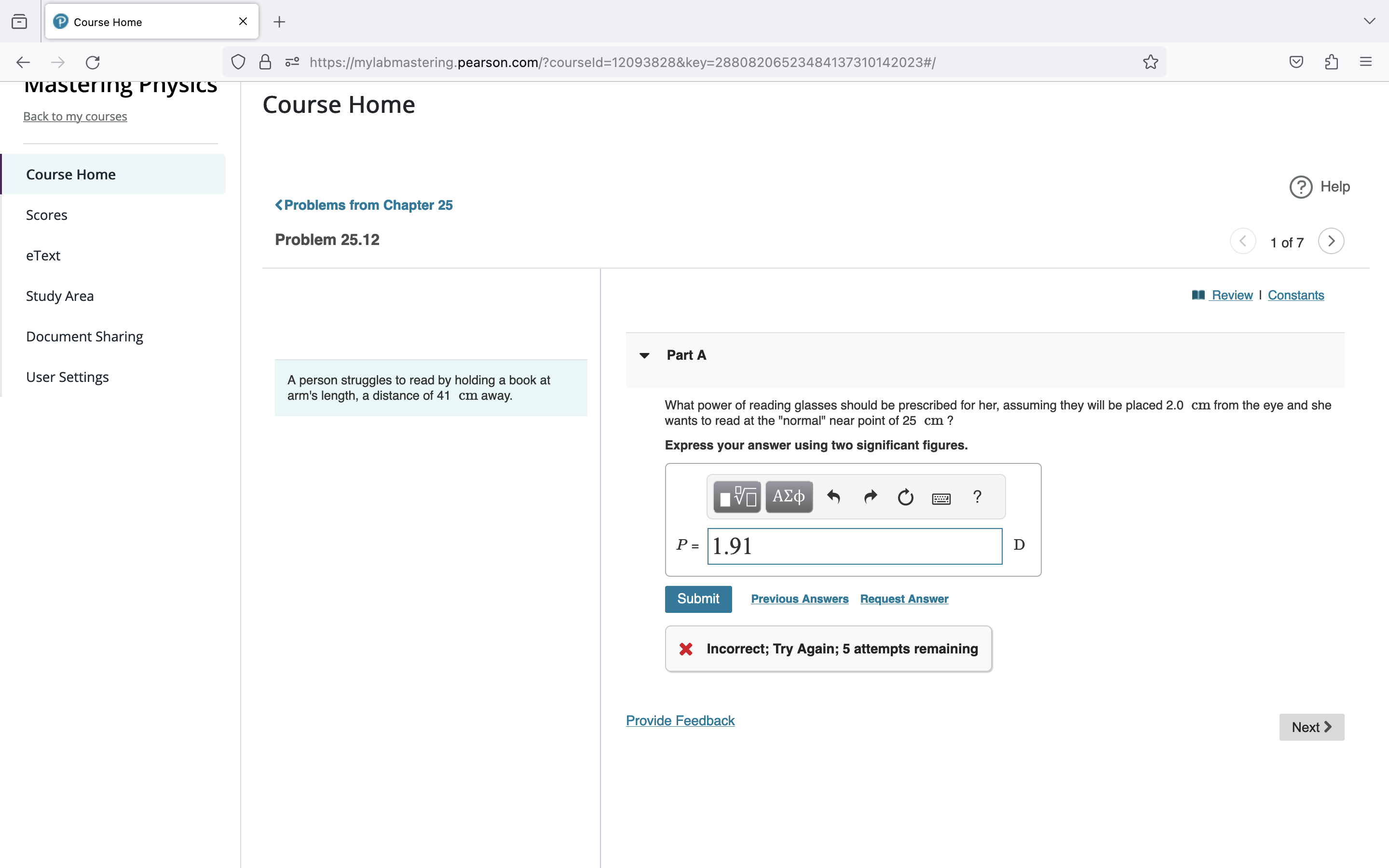 A User Settings A dentist wants a small mirror that, when 2.20