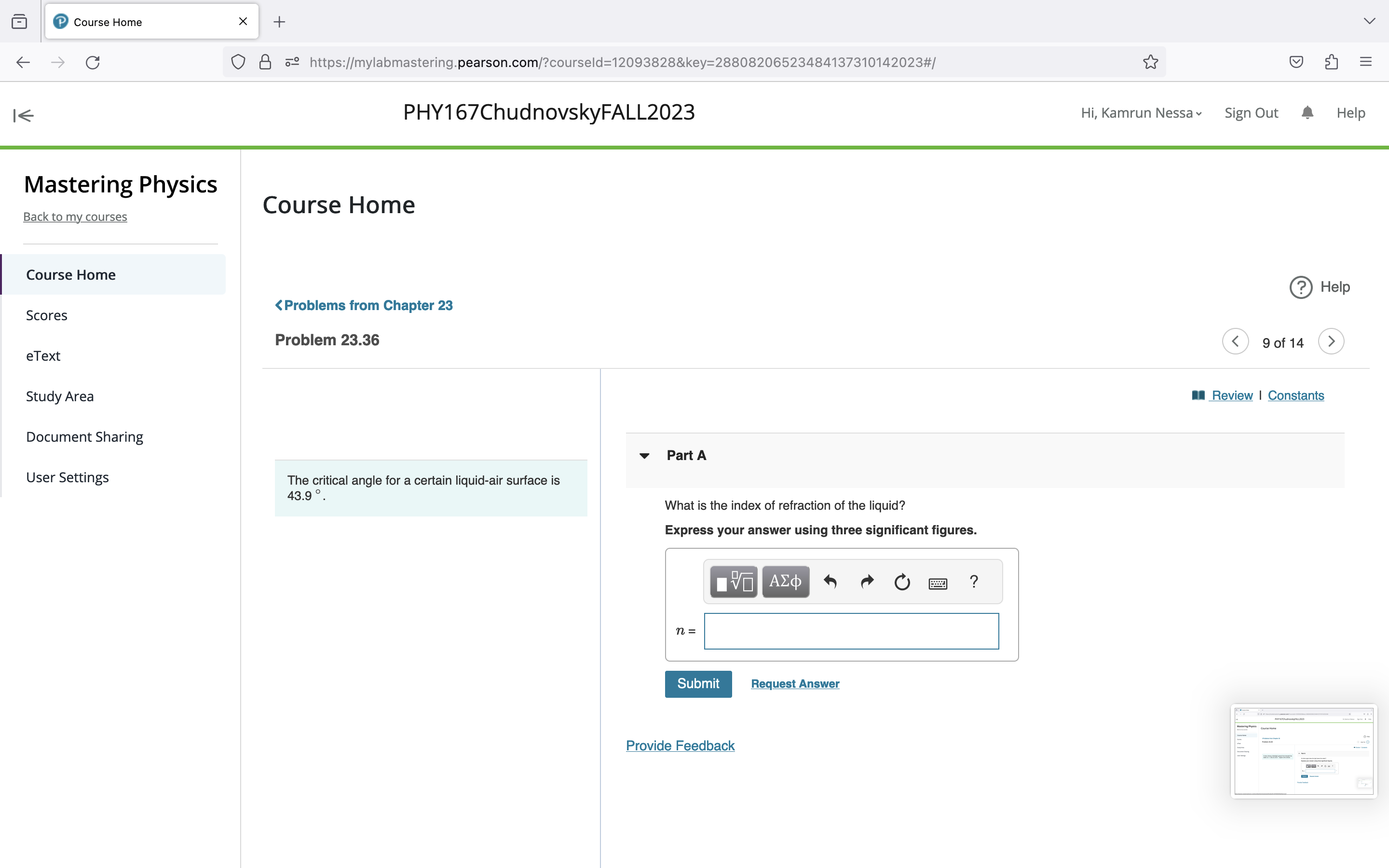 to my courses Course Home ? Help eText Study Area Review |