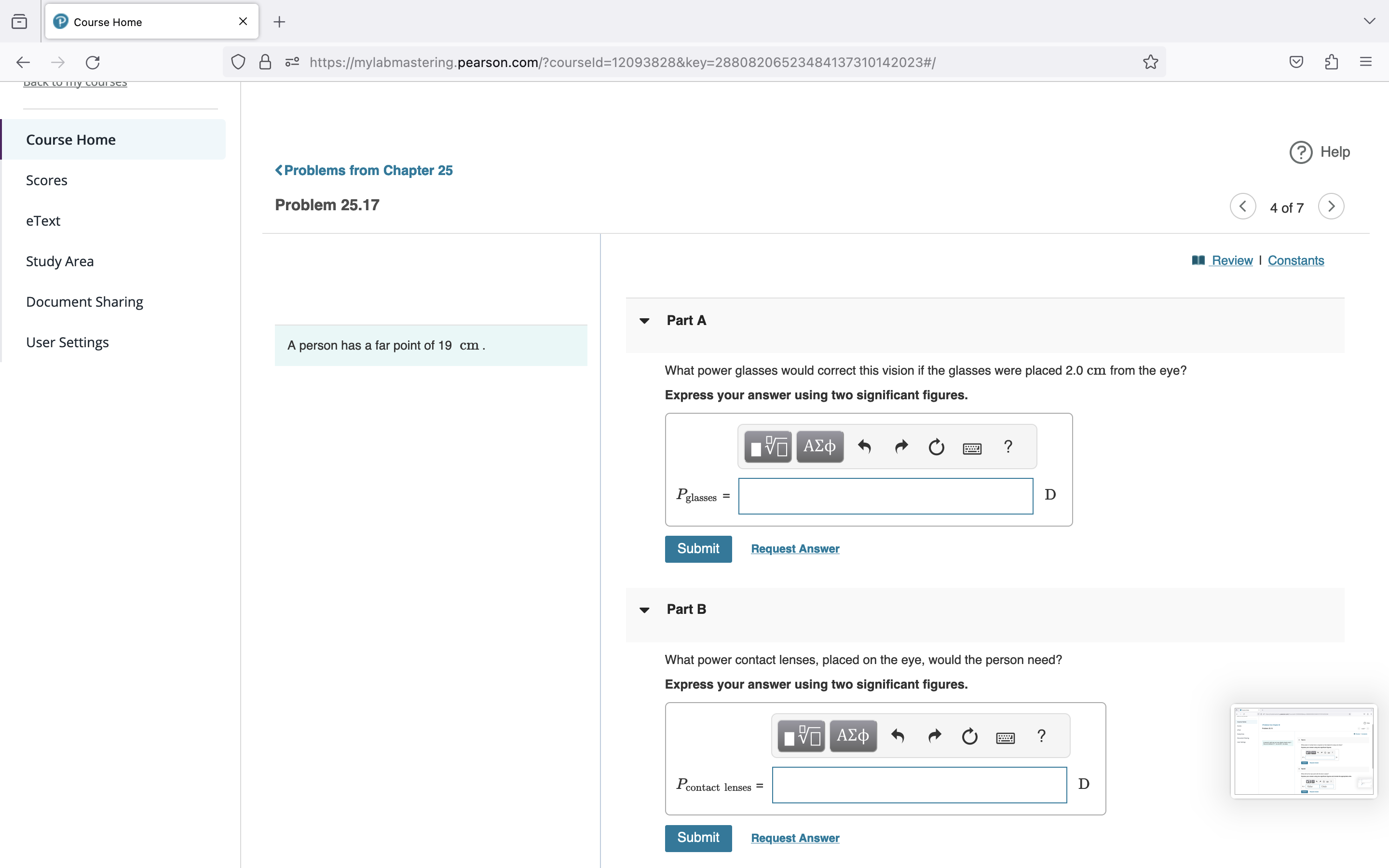 of the lens. Find the image distance. Follow the sign conventions. Express