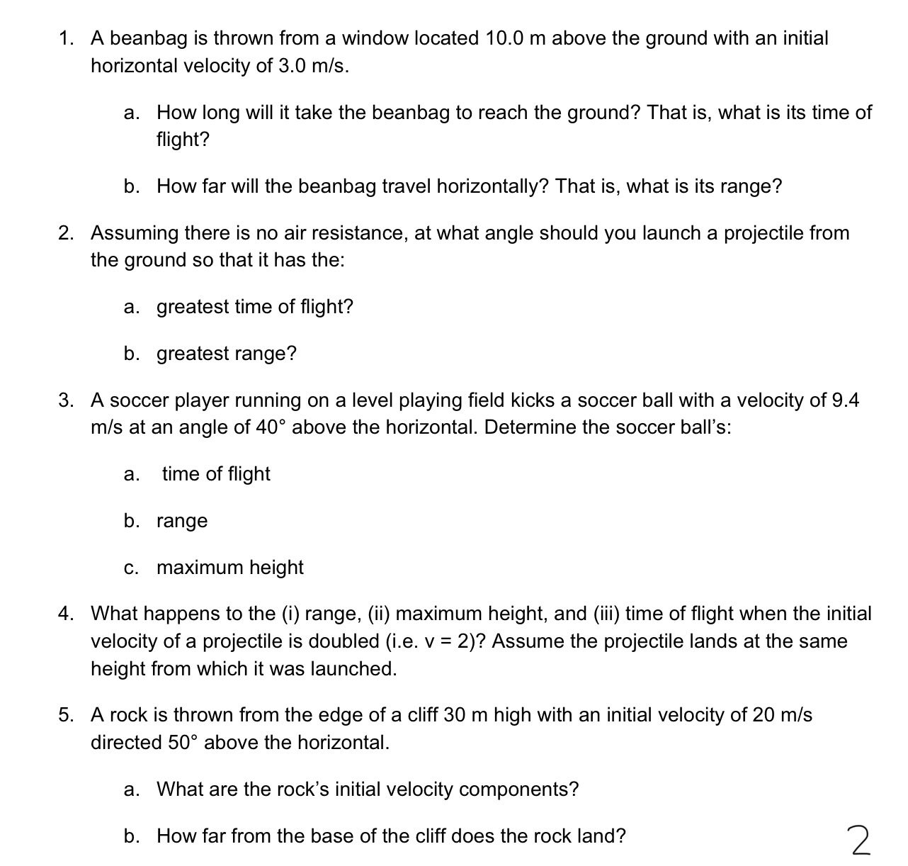 flight? b. greatest range? . A soccer player running on a level