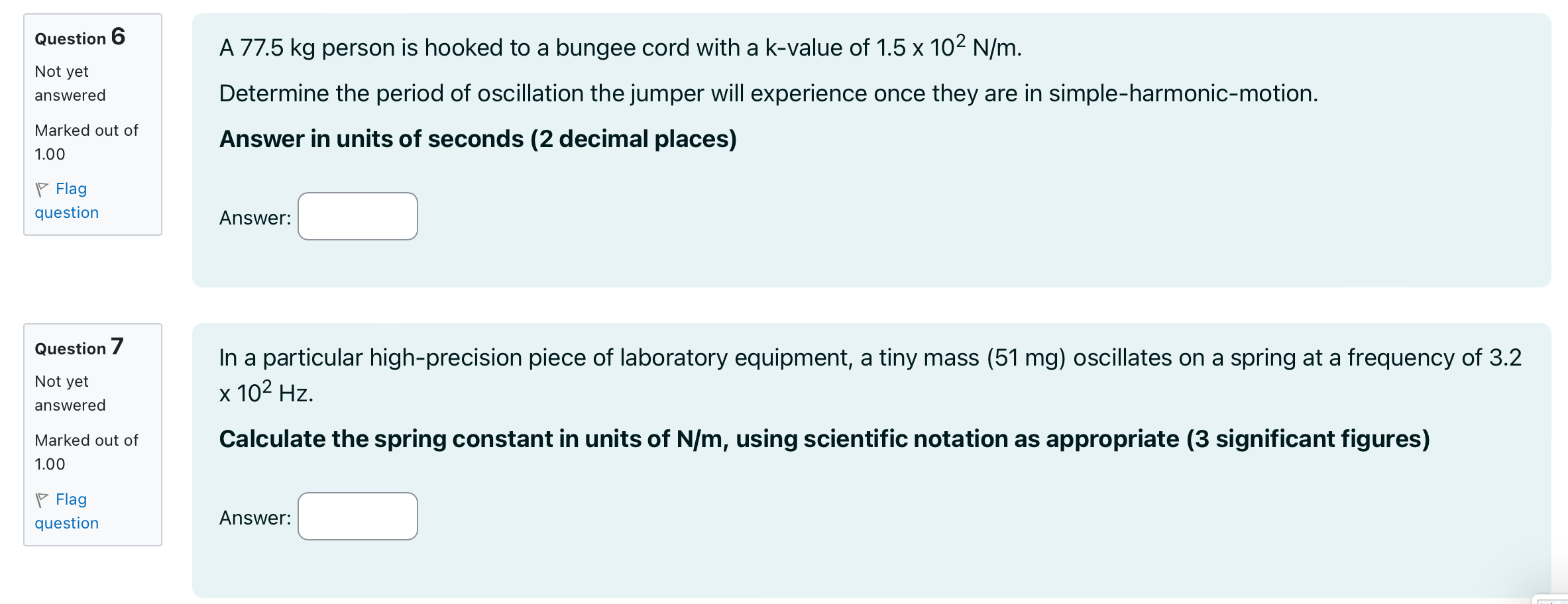 at equilibrium b) Consider the following graphs showing when the spring is