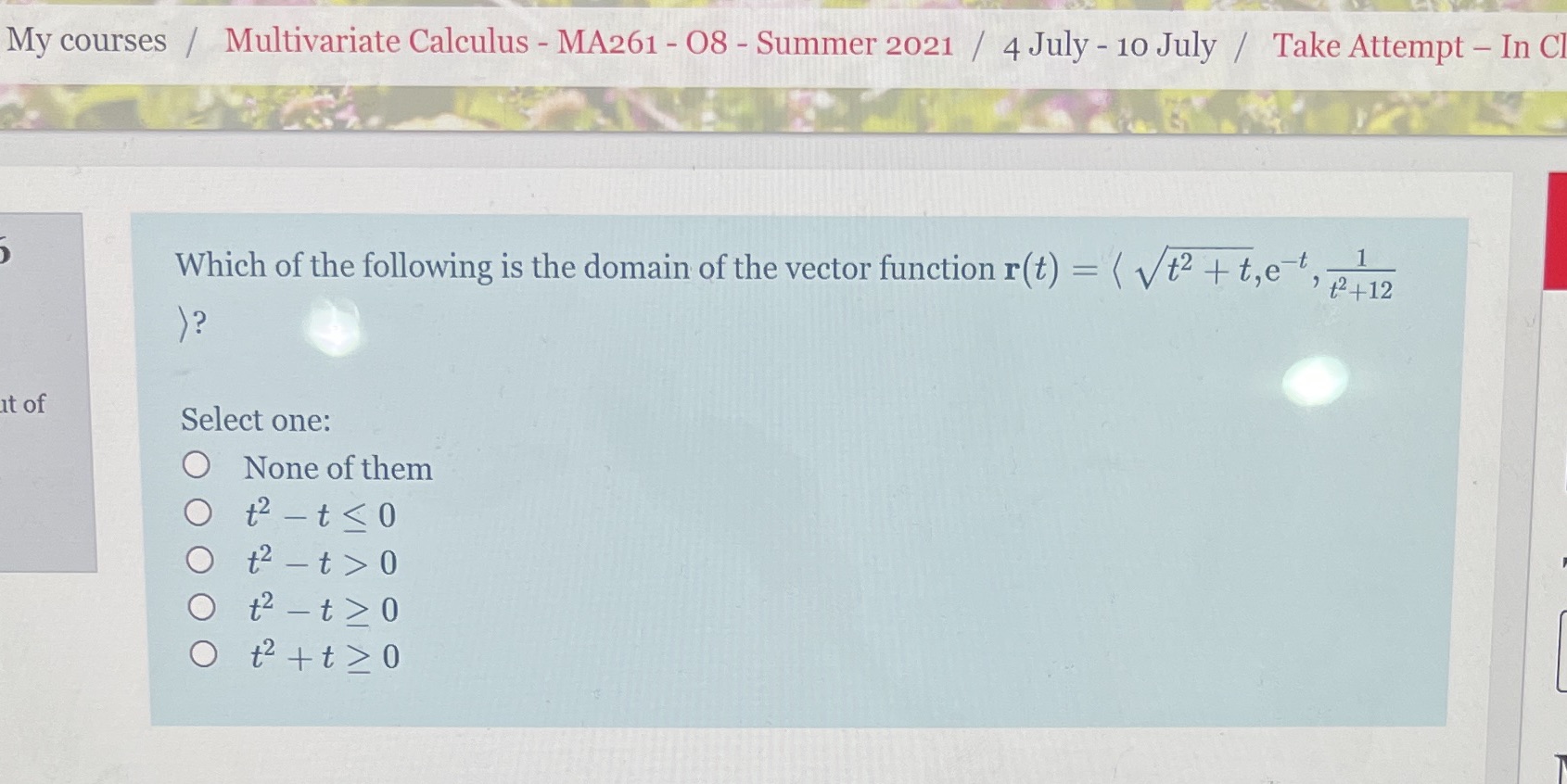  My courses / Multivariate Calculus - MA261 - 08 - Summer