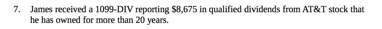 James received a 1099 - DIV reporting $8 675 in qualified