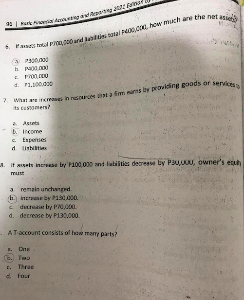 0 C. -A+L - OE =0 d. A-L - OE = 0