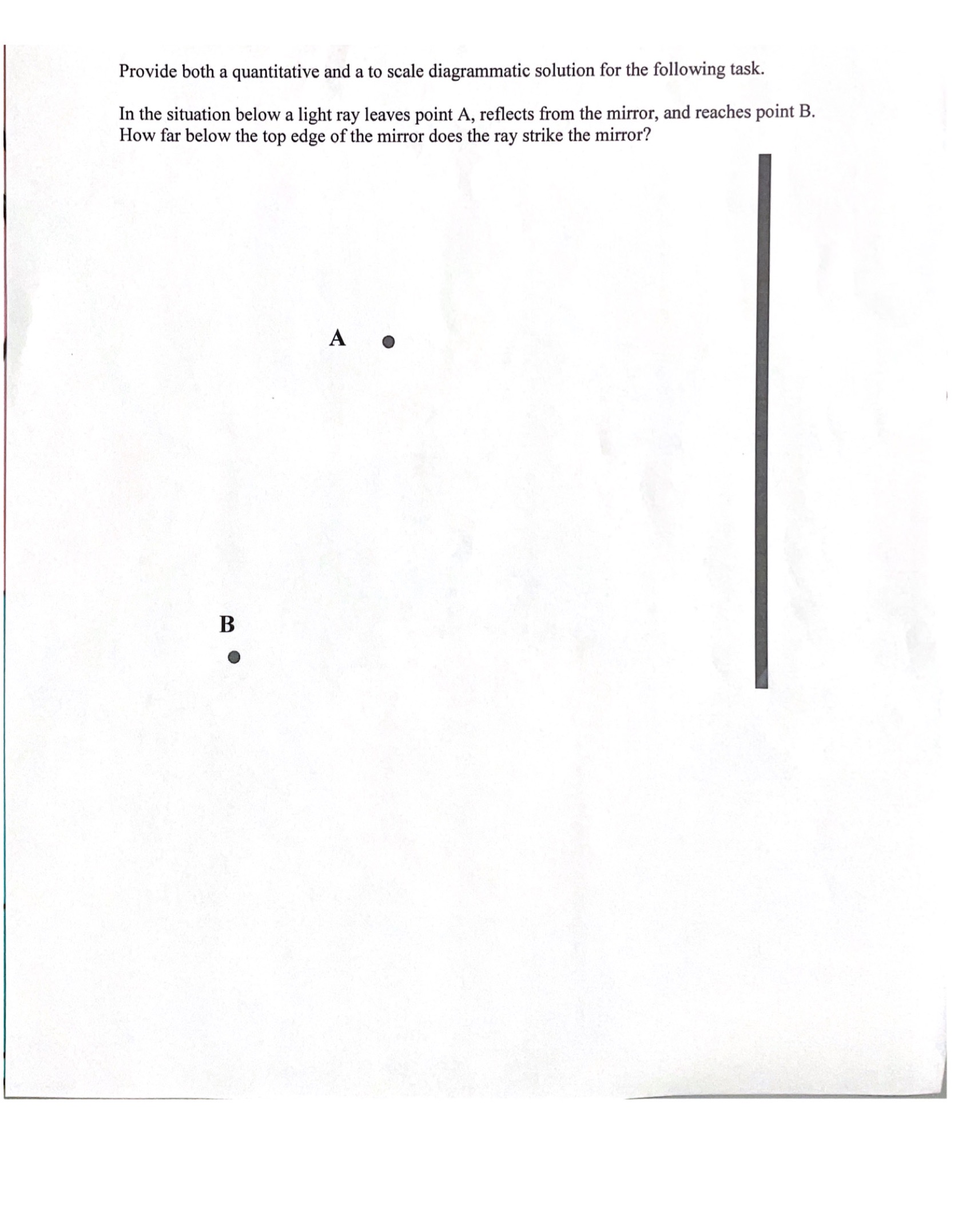 the following task. In the situation below a light ray leaves point