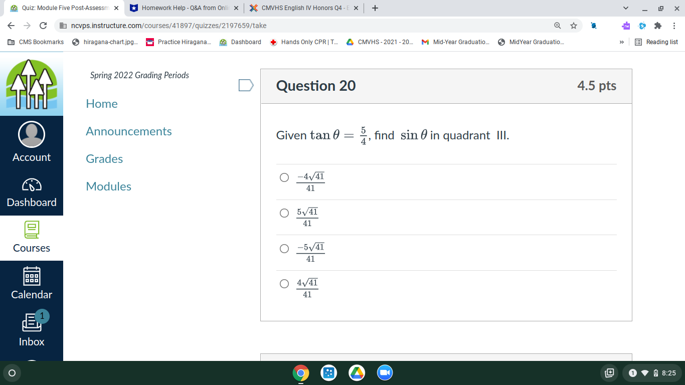 degrees KSpring 2022 Grading Periods D Question 14 4.5 pts TITI Home