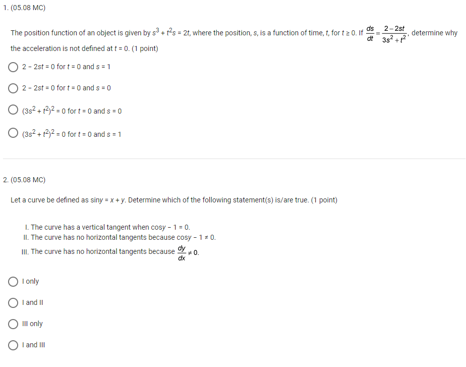 352 + 12 ' determine why the acceleration is not defined at