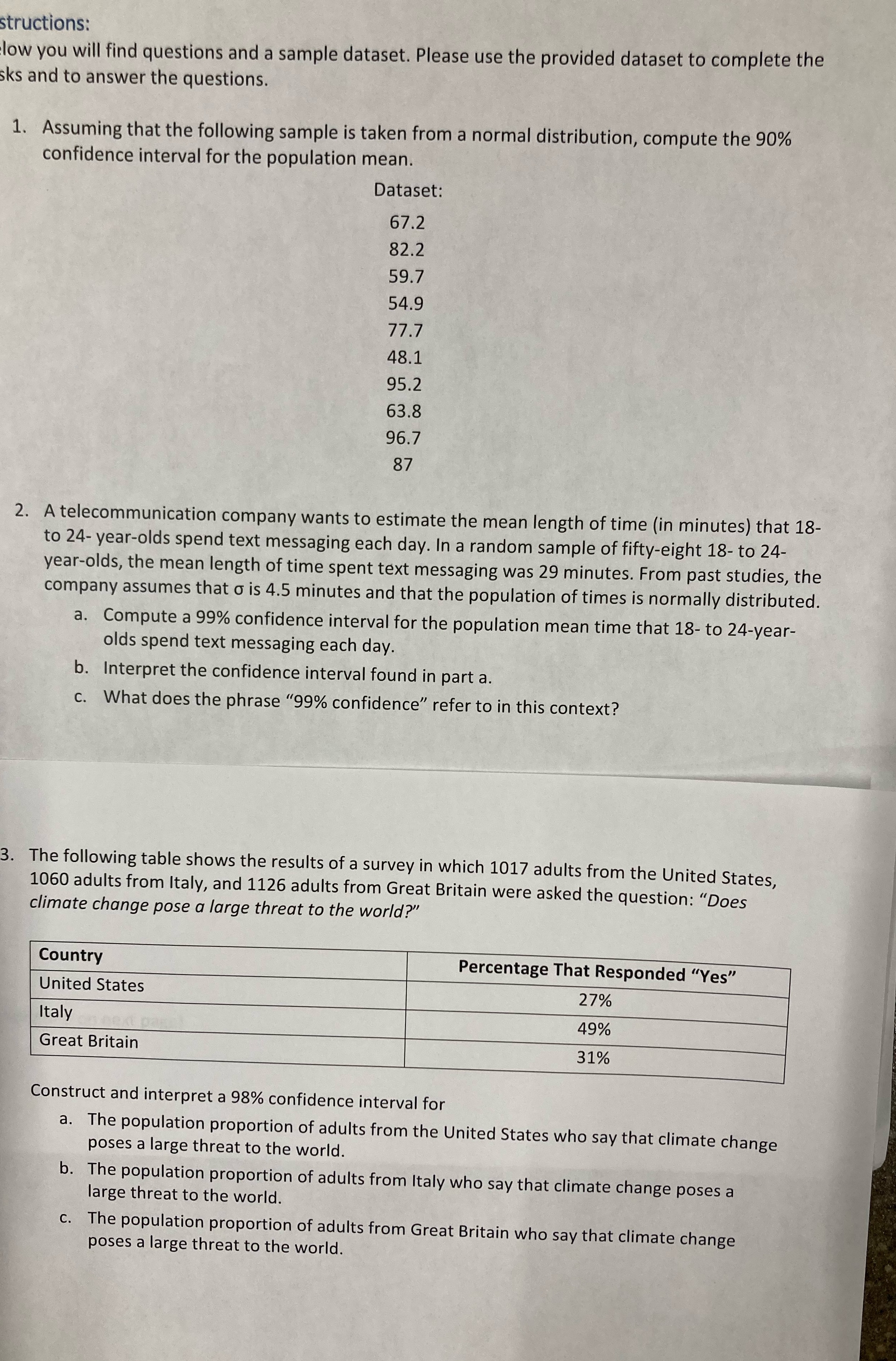 tan structions: low you will find questions and a sample dataset. Please