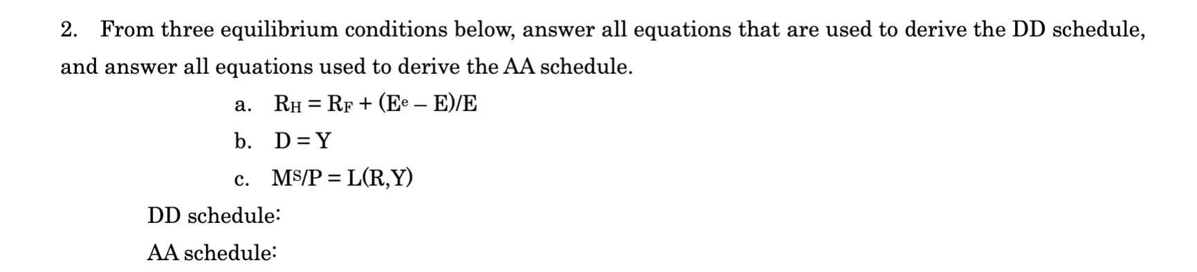 used to derive the DD schedule, and answer all equations used to