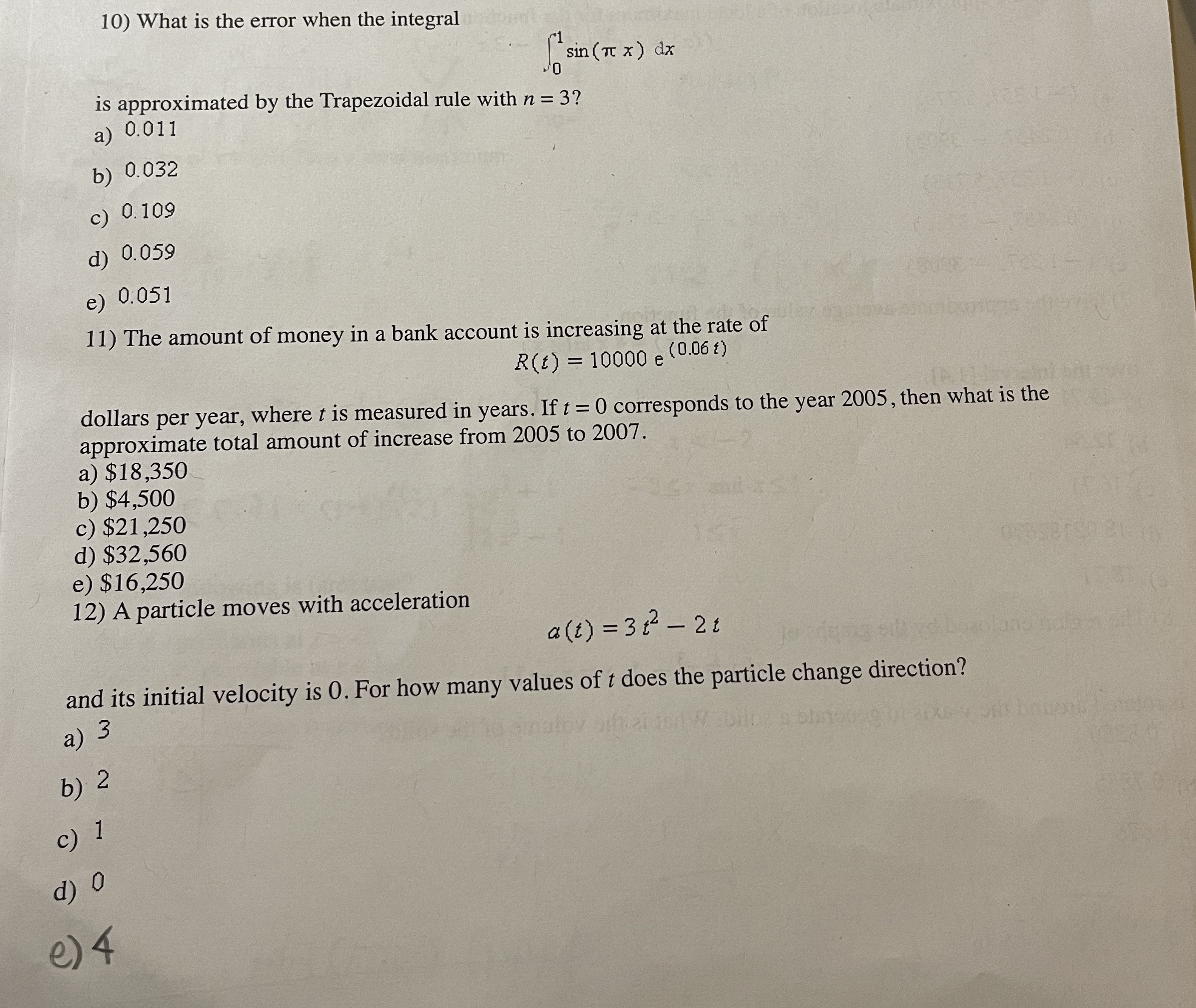 x ) dx is approximated by the Trapezoidal rule with n =