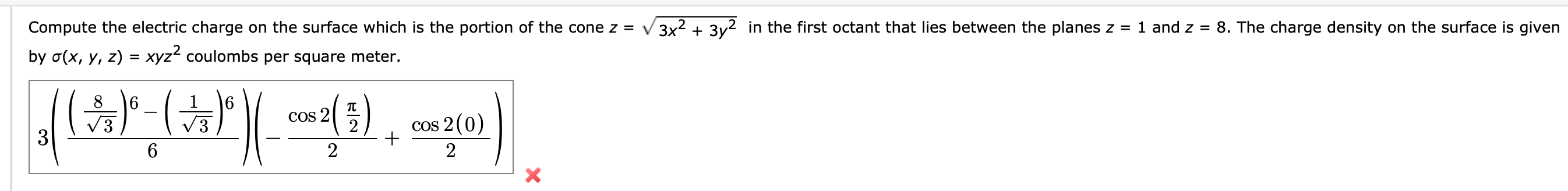  Compute the electric charge on the surface which is the portion
