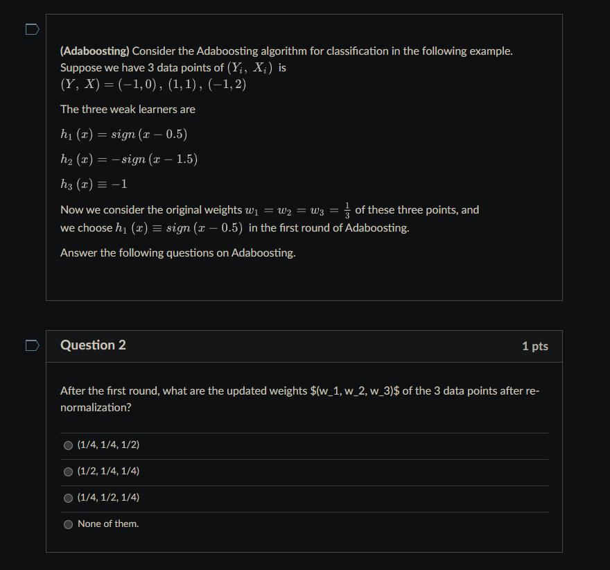 Suppose we have 3 data points of (Yi, Xi ) is (Y,