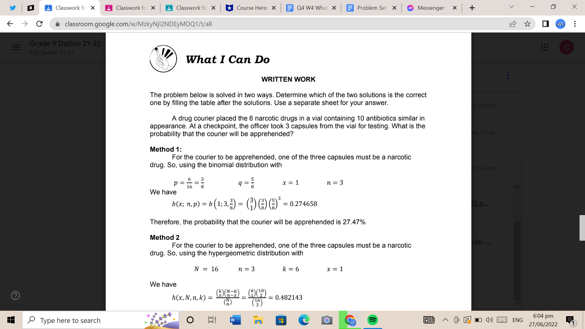 Problem Set X I o Messenger X I + V X (-