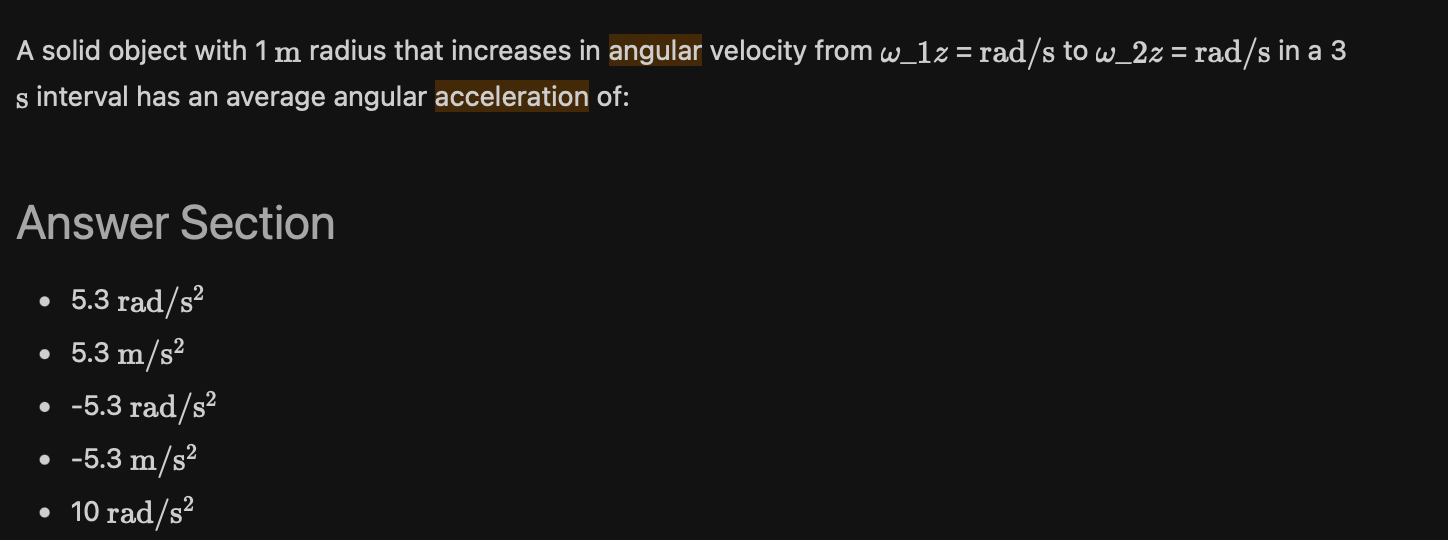 velocity from w_1z = rad/s to w_22: = rad/s in a 3