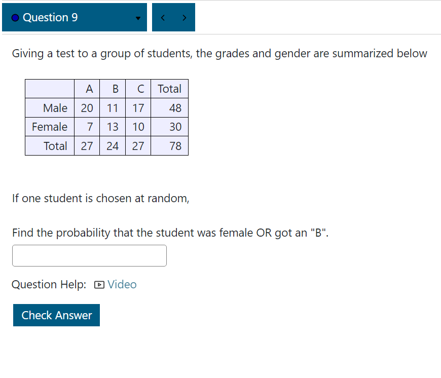 at random, Find the probability that the student got a 'B' GIVEN