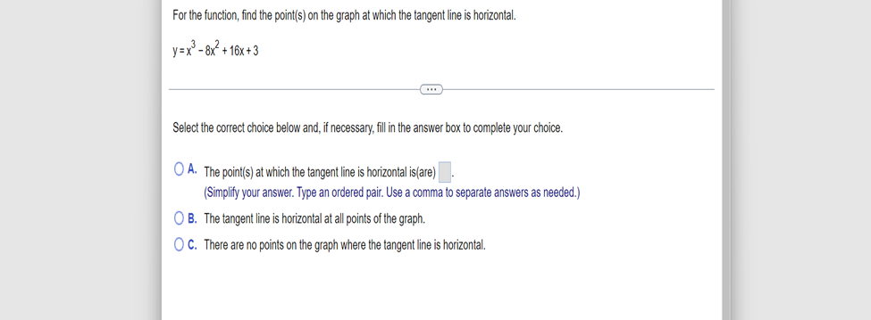  For the function, find the point(s) on the graph at which