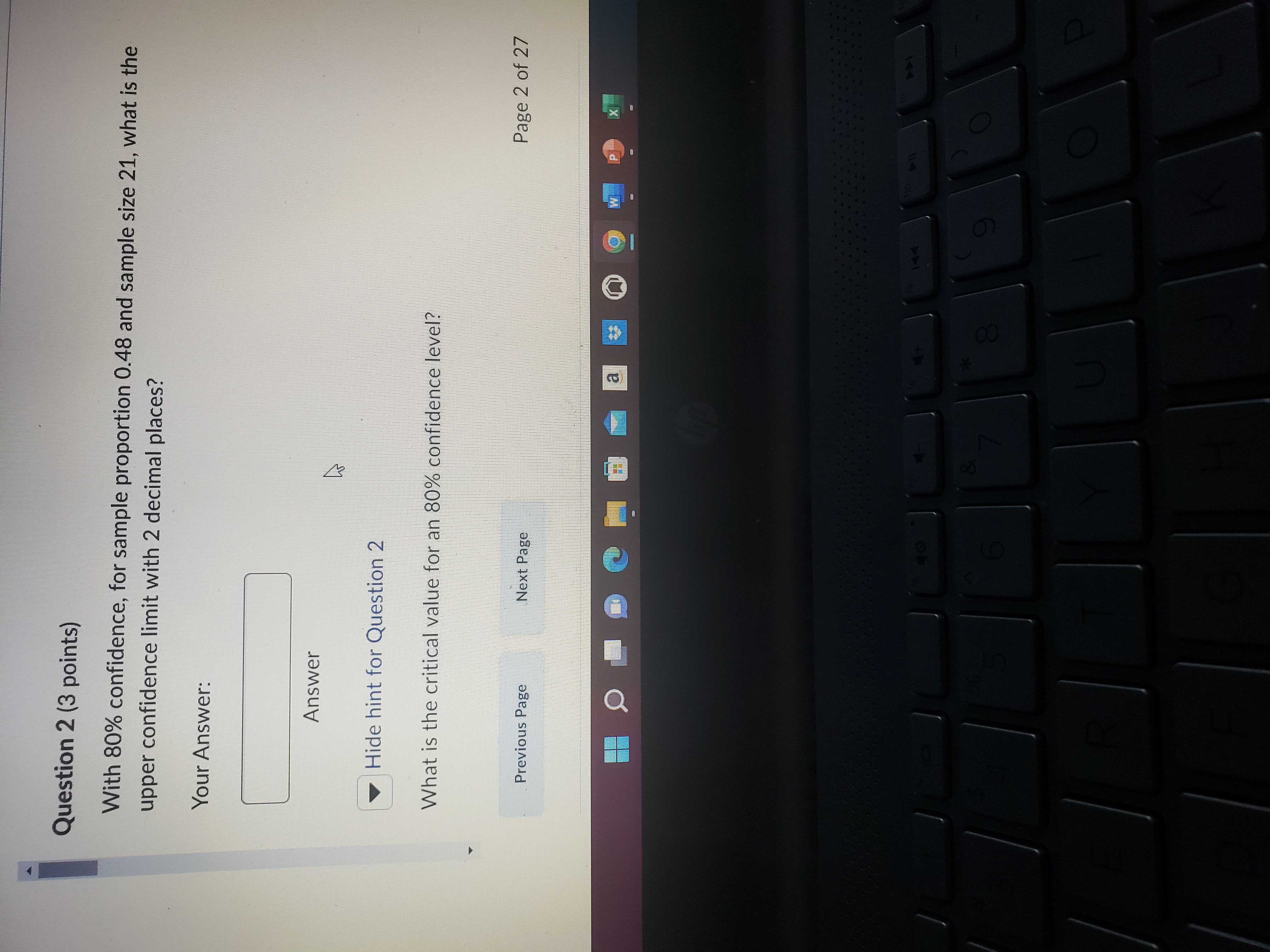 contain the true parameter value? Enter answer with 2 decimal places. Your