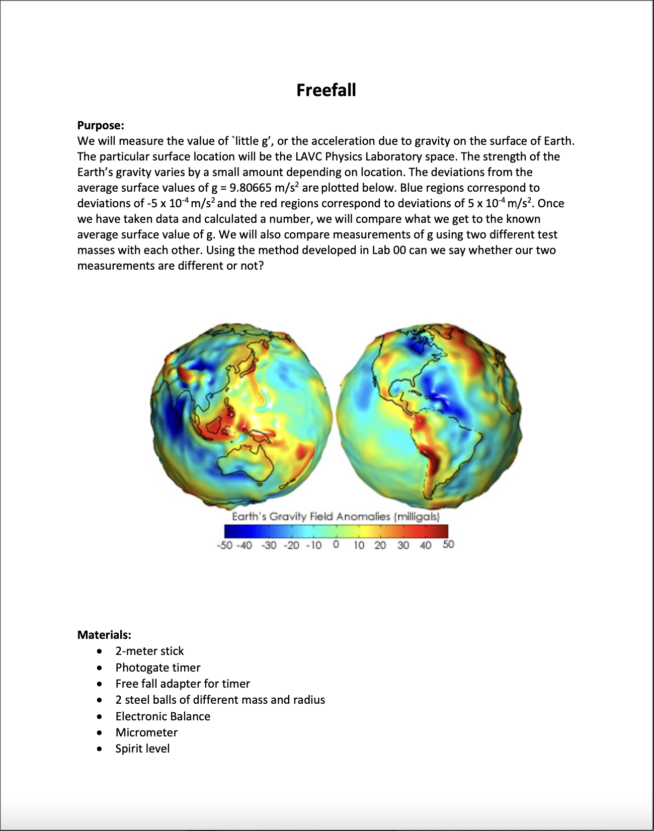 I need help with the highlighted questions. Thanks Freefall Purpose: We