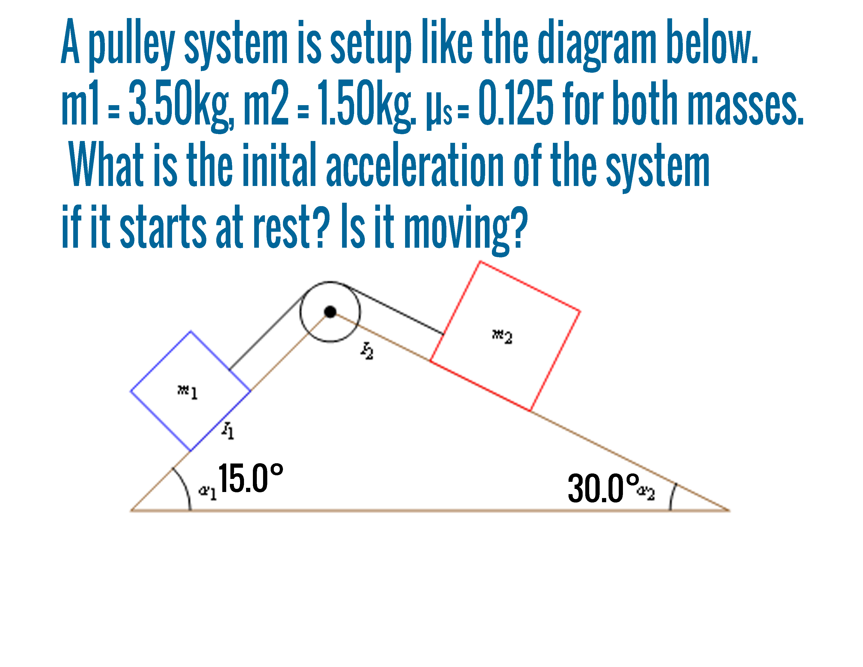 3.50kg, m2 = 1.50kg Us: 0.125 for both masses. What is the