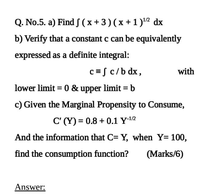  Q. No.5. a) Find S (x + 3 ) (x +
