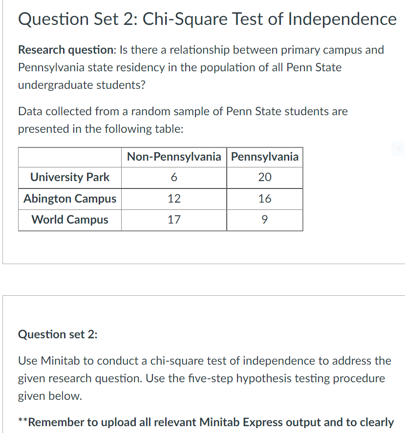 relationship between primary campus and Pennsylvania state residency in the population of