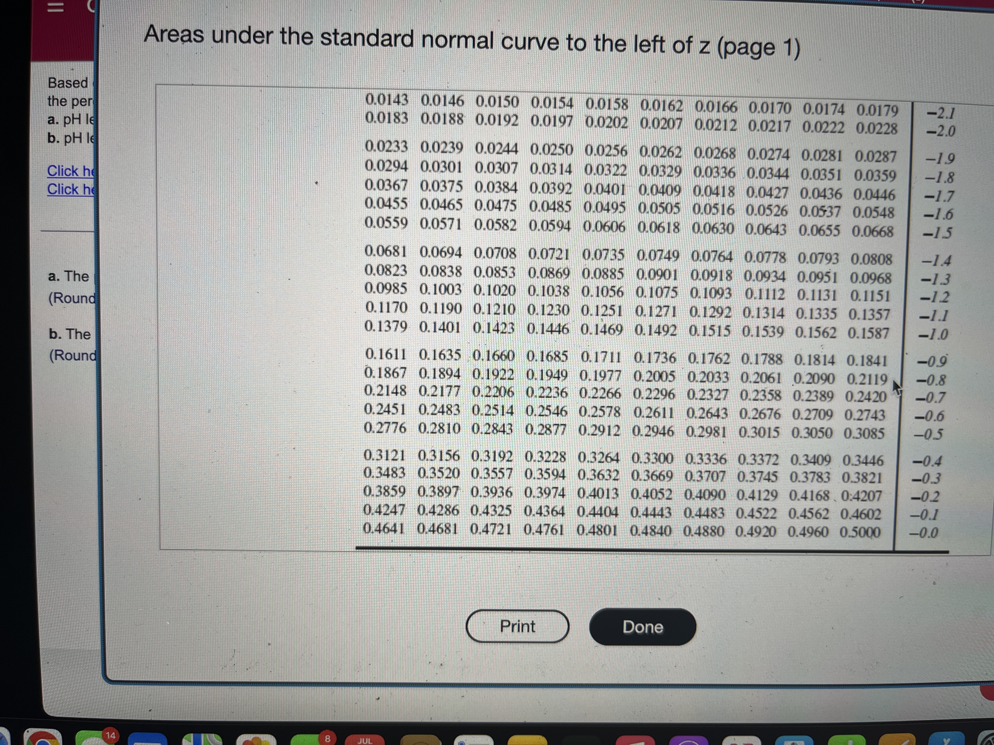 of arterial cord pH.levels that are between 7.00 and 7.50 is %.