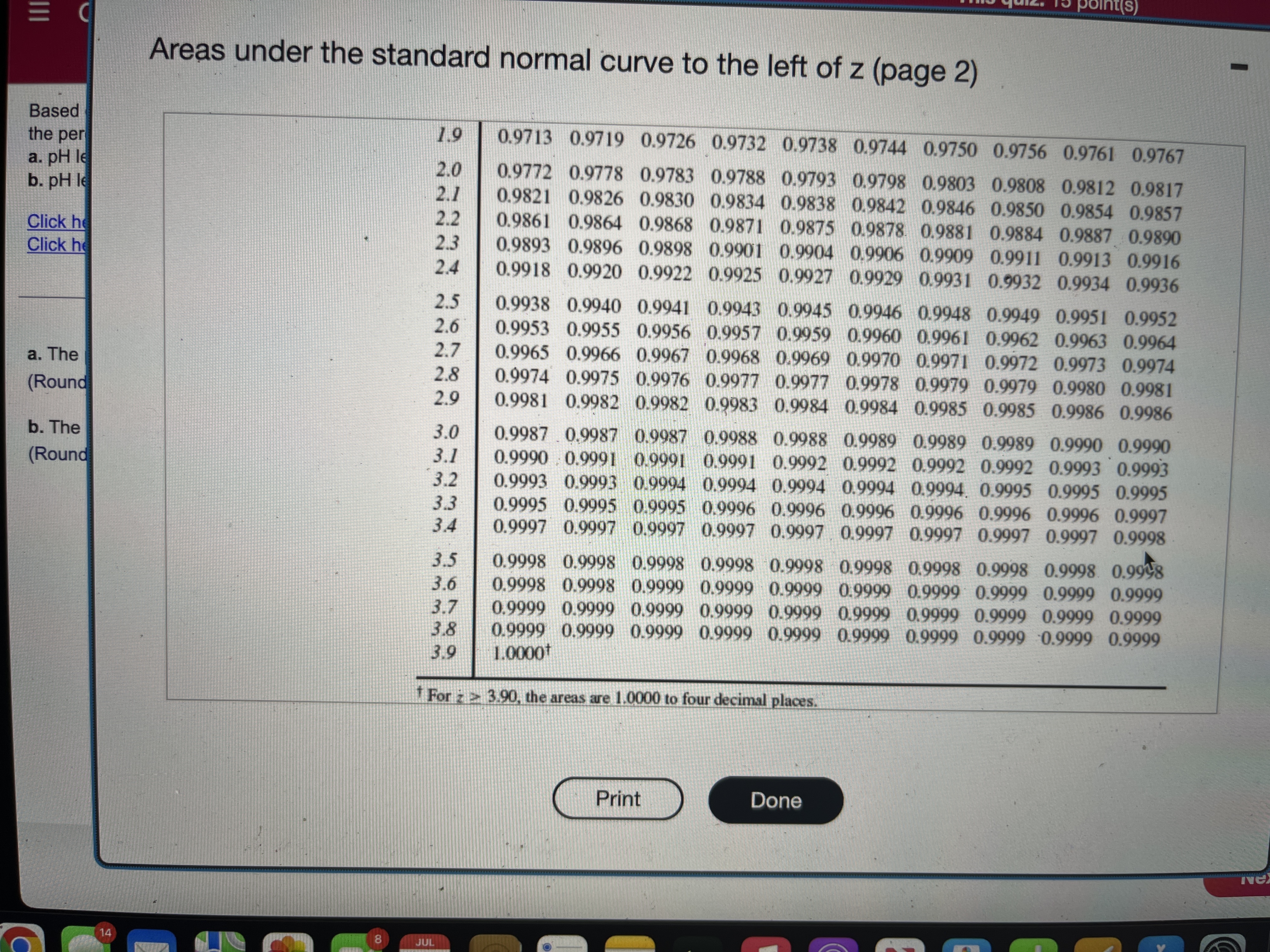 arterial cord pH levels that are over 7.43 is %. (Round to