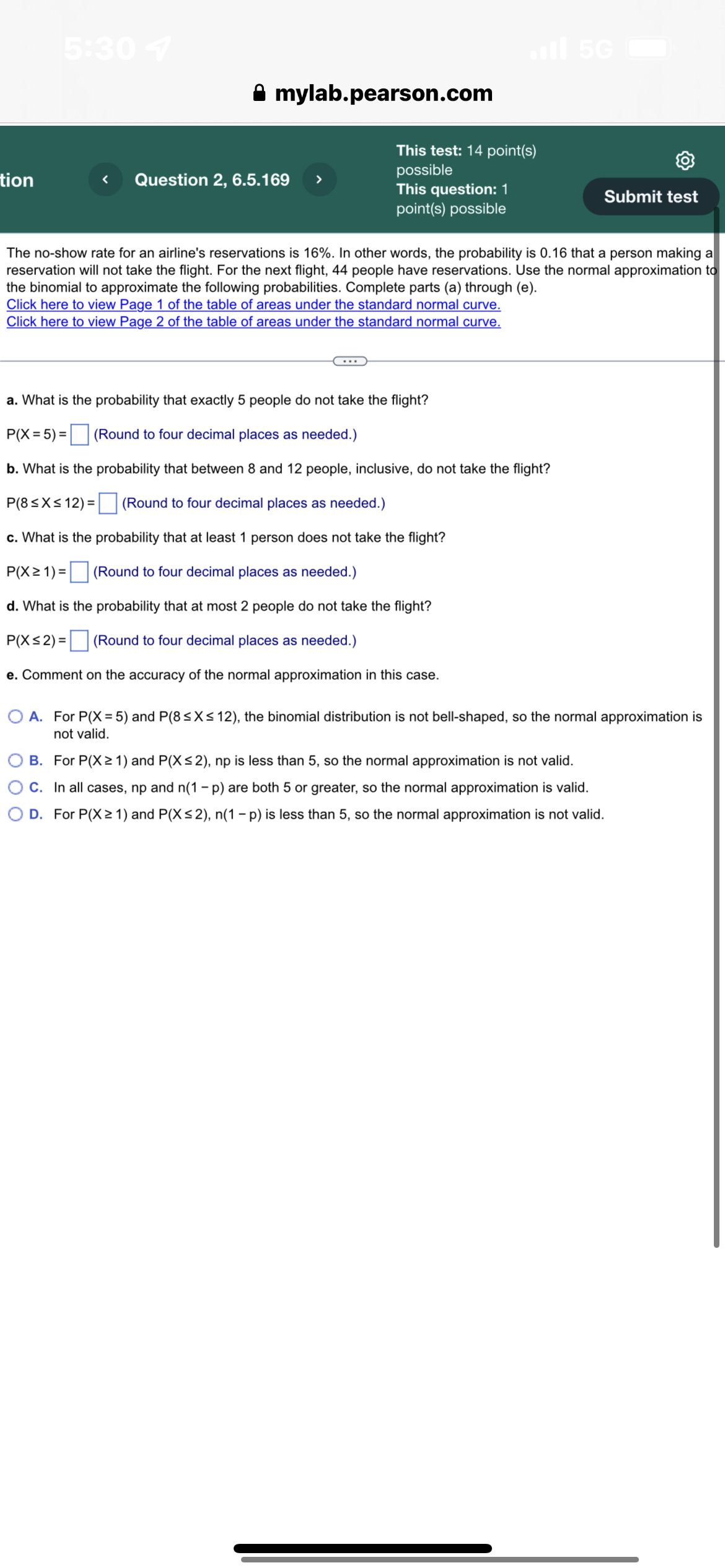 ight, 44 people have reservations. Use the normal approximation tn the binomial