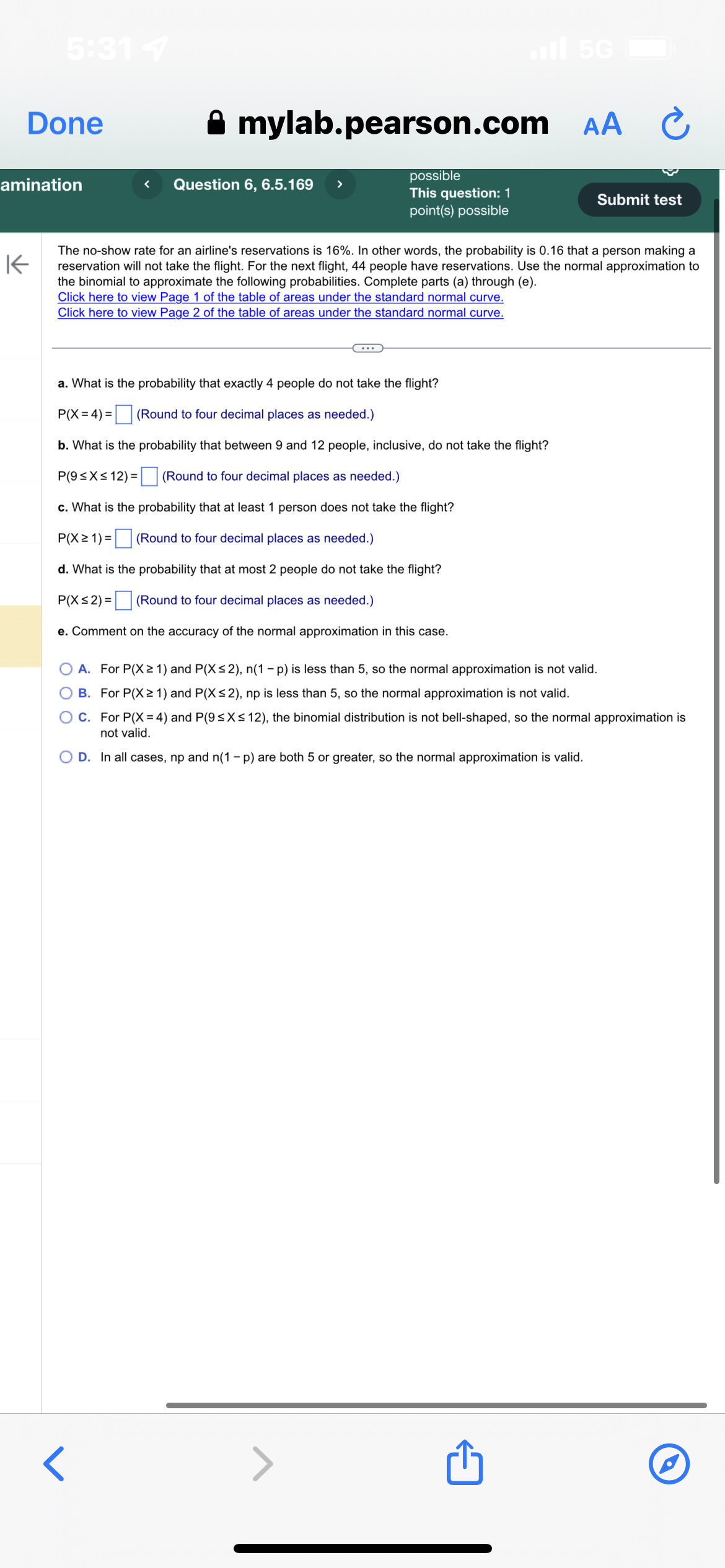 to view Page 1 of the table of areas under the standard