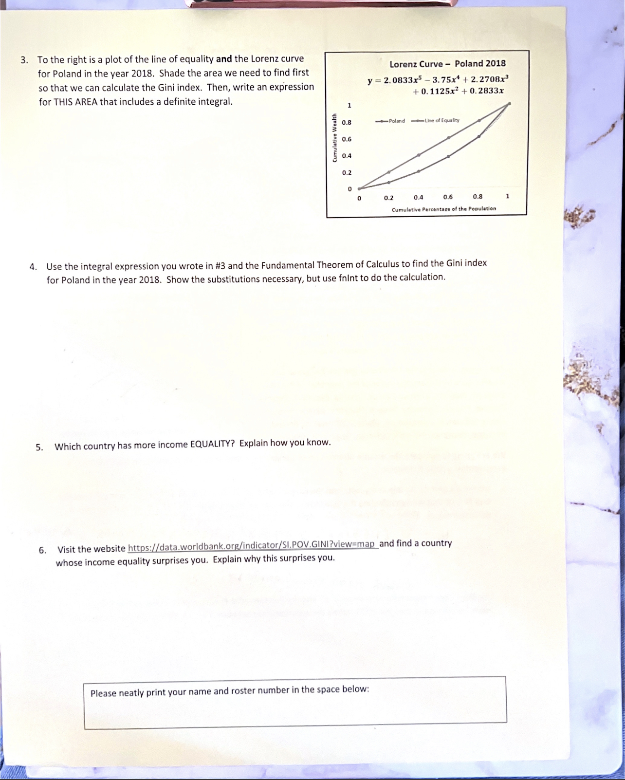 integration and the Fundamental Theorem of Calculus allow us to compare income