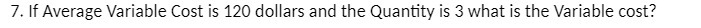 3 what is the Variable cost?
