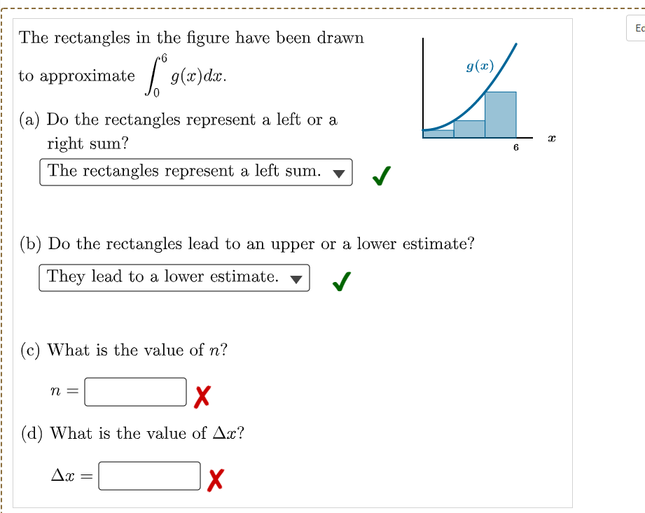 approximate (a) Do the rectangles represent a left or a right sum?