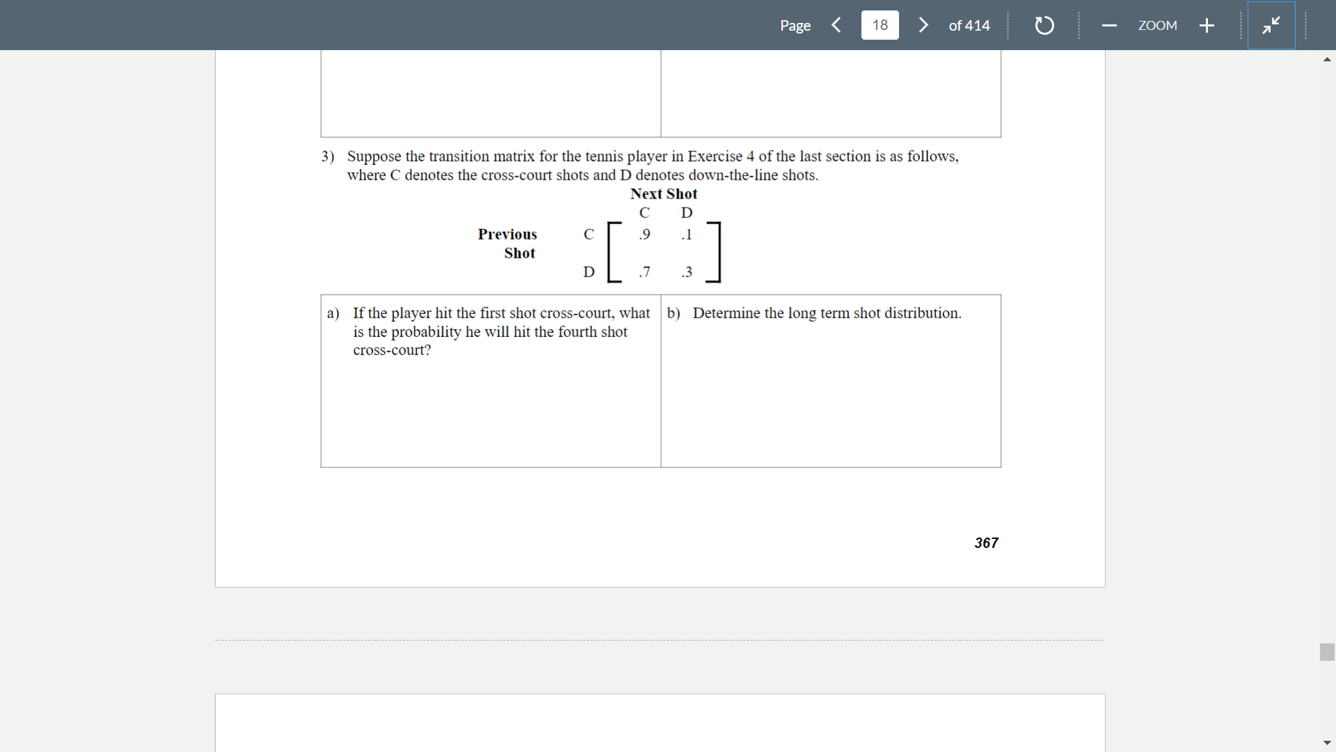 CHAINS 1) Determine whether the following matrices are regular Markov chains. all