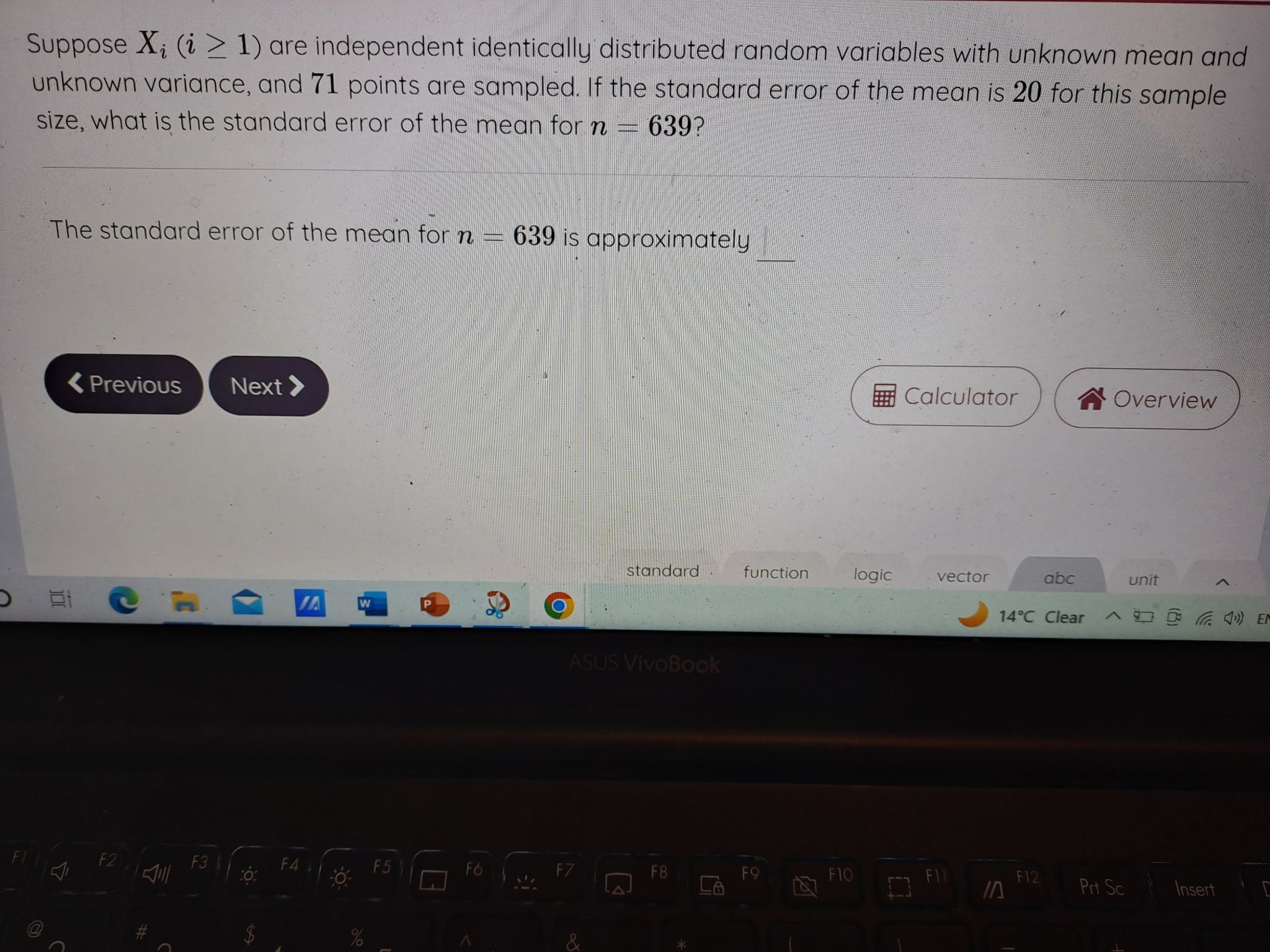 with unknown mean and unknown variance, and 71 points are sampled. If