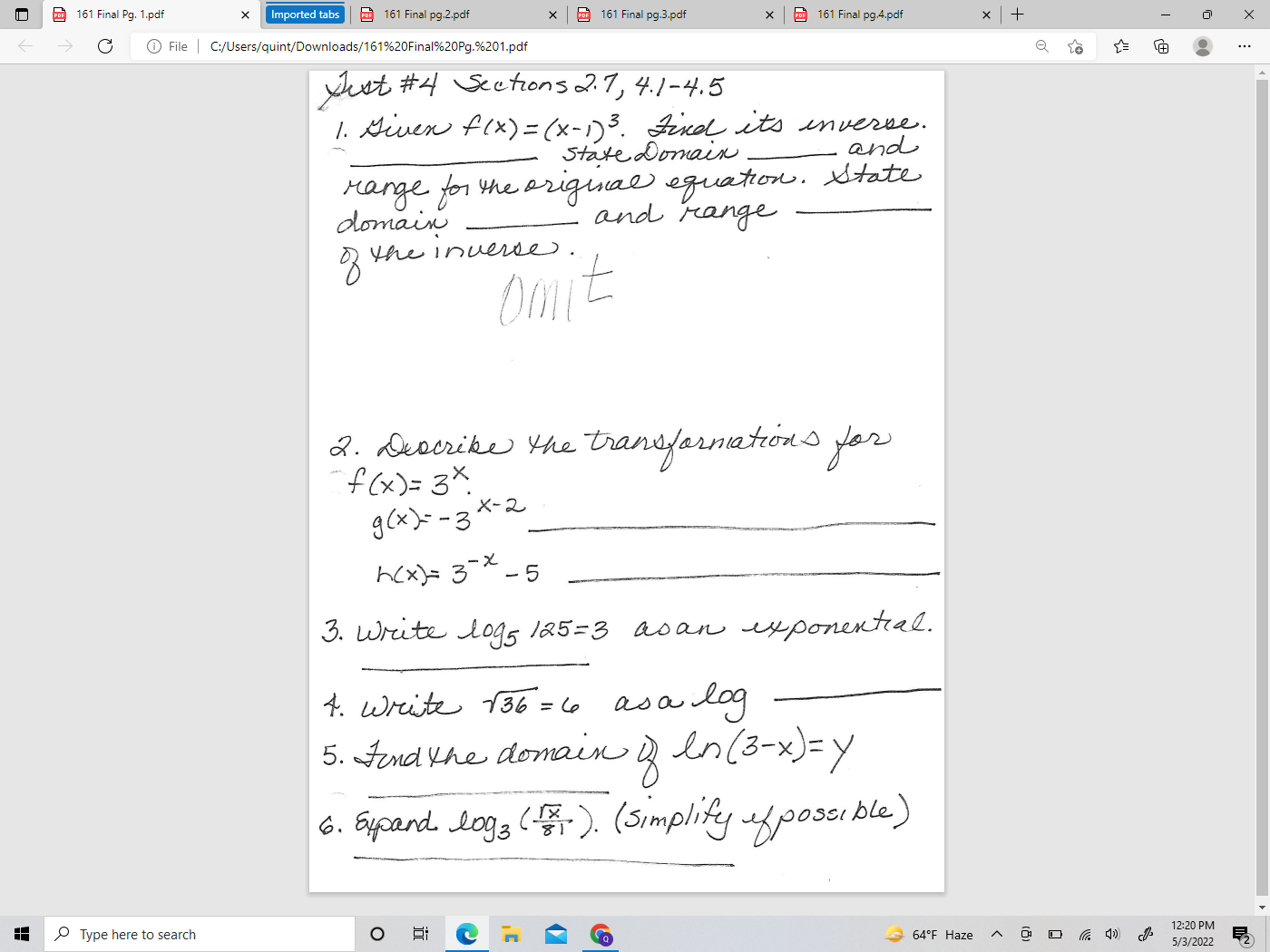  161 Final Pg. 1.pdf X Imported tabs | 6 161 Final