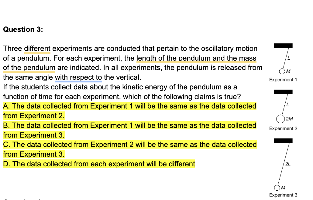 2 are together) Question 1. Mass Hanger A group of students must
