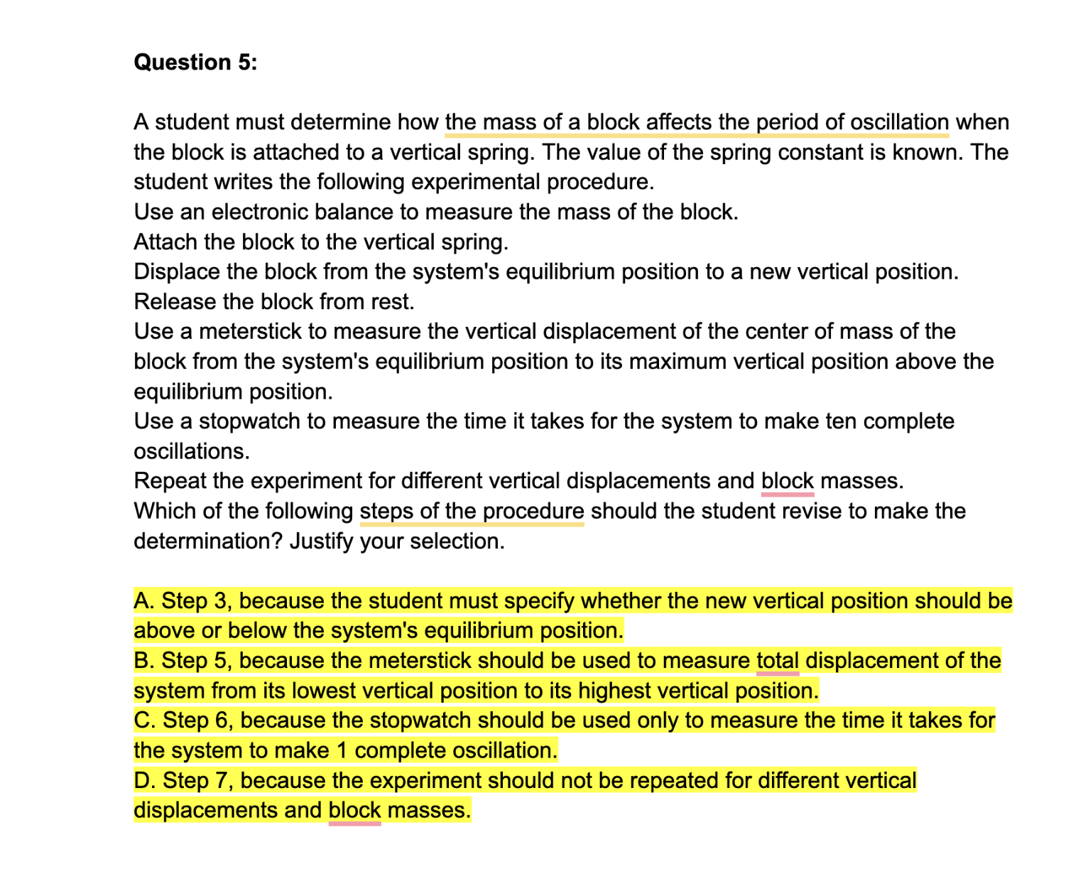 speed at the lowest point of its arc. The students collect data