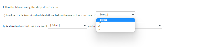 standard deviation of [ Select ] V [ Select infinity 0Fill in