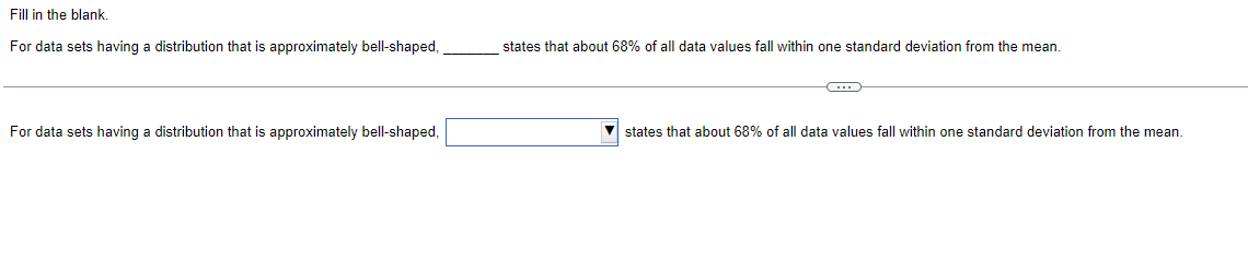 is approximately bell-shaped, states that about 68% of all data values fall