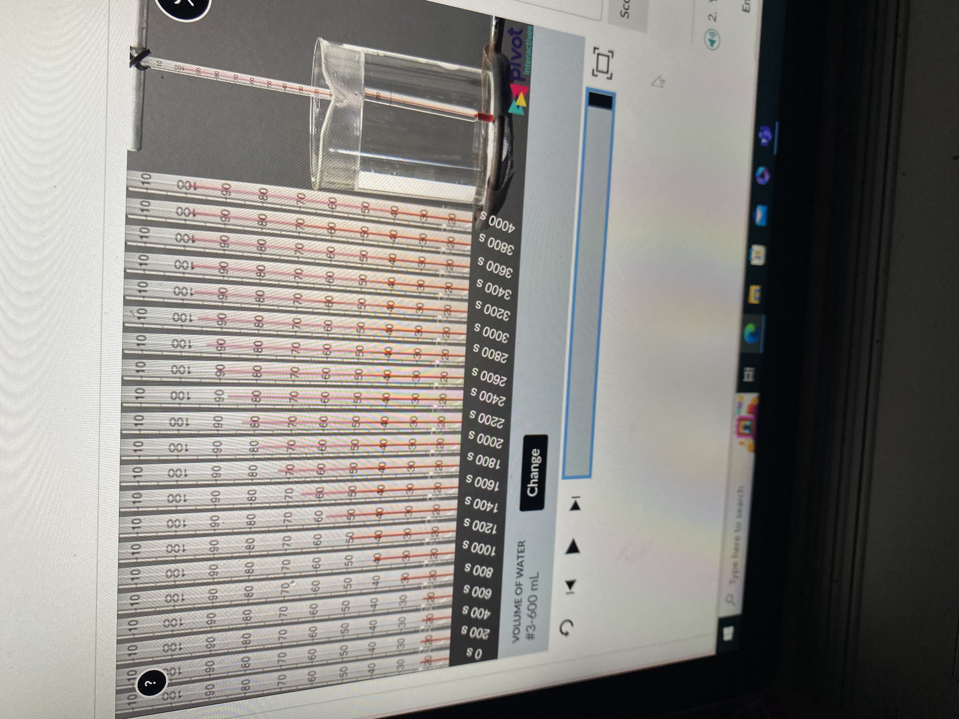 the temp of a heated beaker.Analyze a complete data set from the