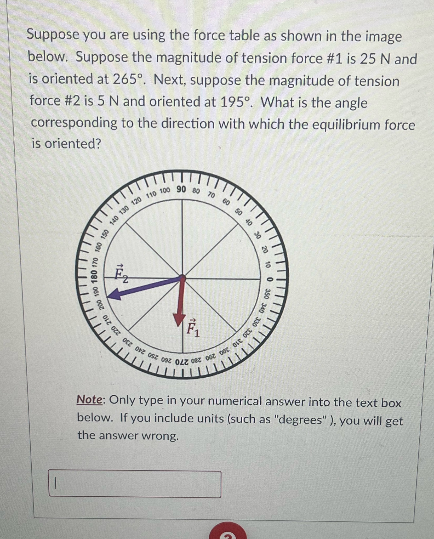 "optiSe you are using the force table as shown in the