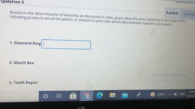  solve the question Question 5 6 points Based on the determinants