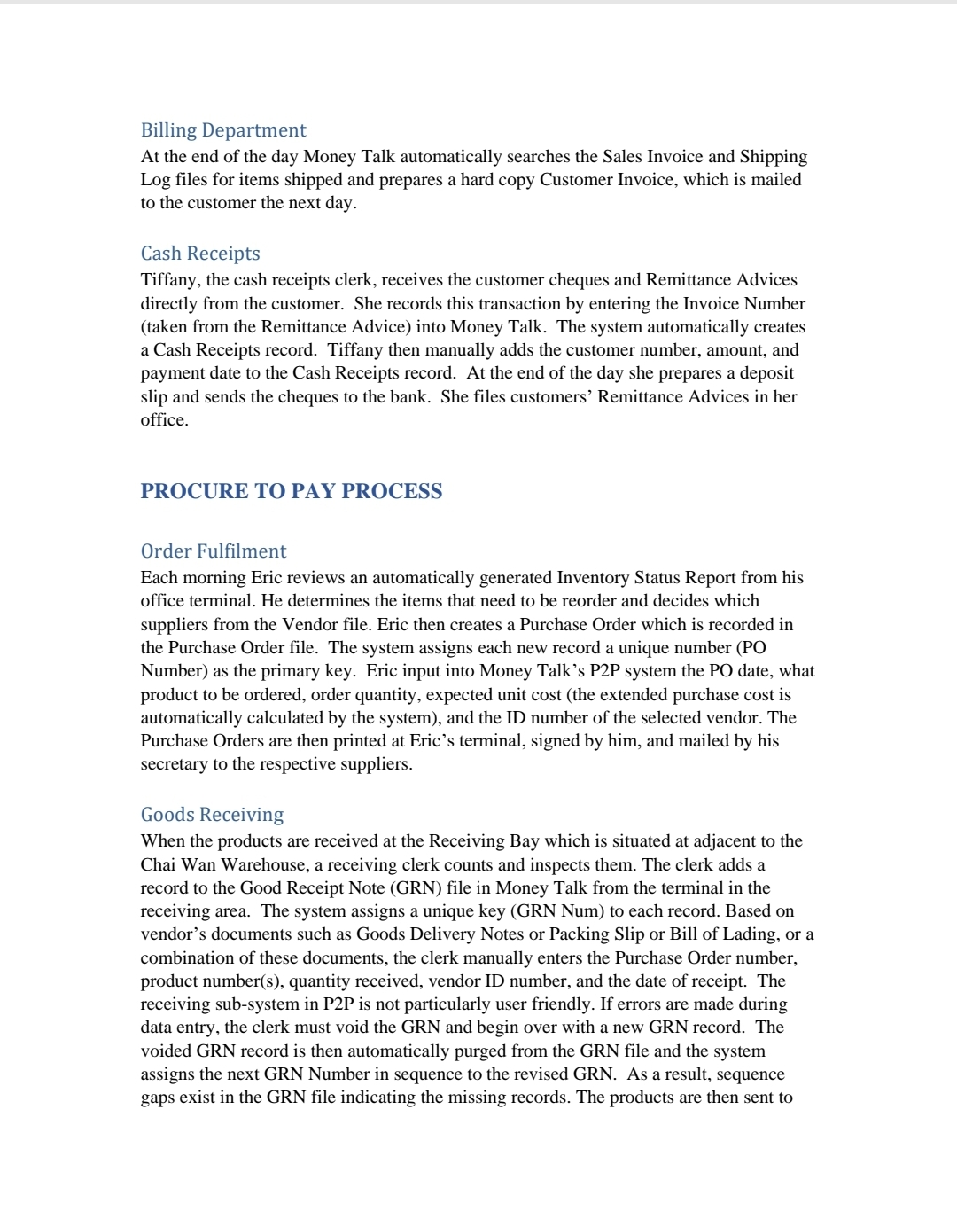 Advices, Purchase Journal, Good Receipt Note, Accounts Payable Subsidiary Ledger, Accounts Payable